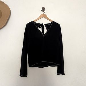 Madewell Black Silk Stitched Tie Back Top